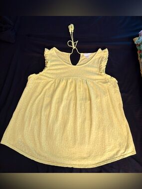 Women’s Time and Tru neon yellow A line babydoll top in size XL (16/18) EUC